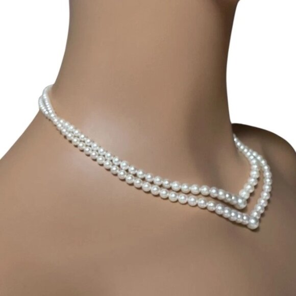 Mikimoto 18k Yellow Gold Pearl Double Strand Graduated 17" Princess Necklace - Picture 4 of 12